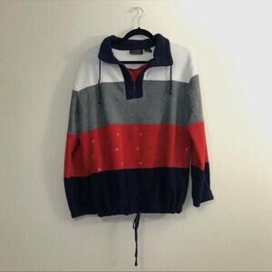 Elite Sport Sz Large Star Design Pullover Zipper Jacket Cinched Warm Color Block